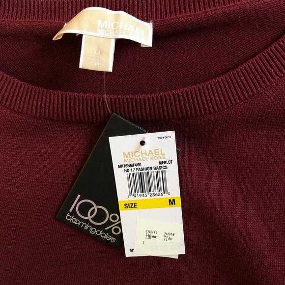 Michael Kors Merlot Velvet Bow Cuff Sweater - Picture 4 of 6